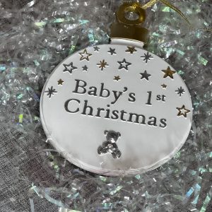 Baby's First Christmas Plaque Bauble Style